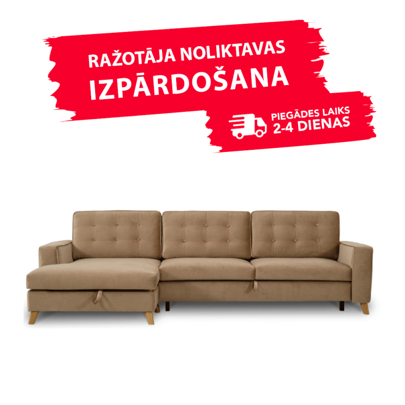 Sofa PORTO SLEEPING (Left corner, extendable) (In brown color)